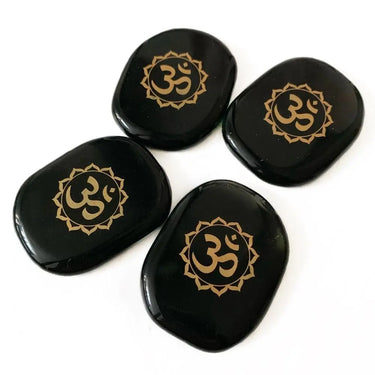 Natural Black Obsidian Om Palm Stone-Your Soul Place